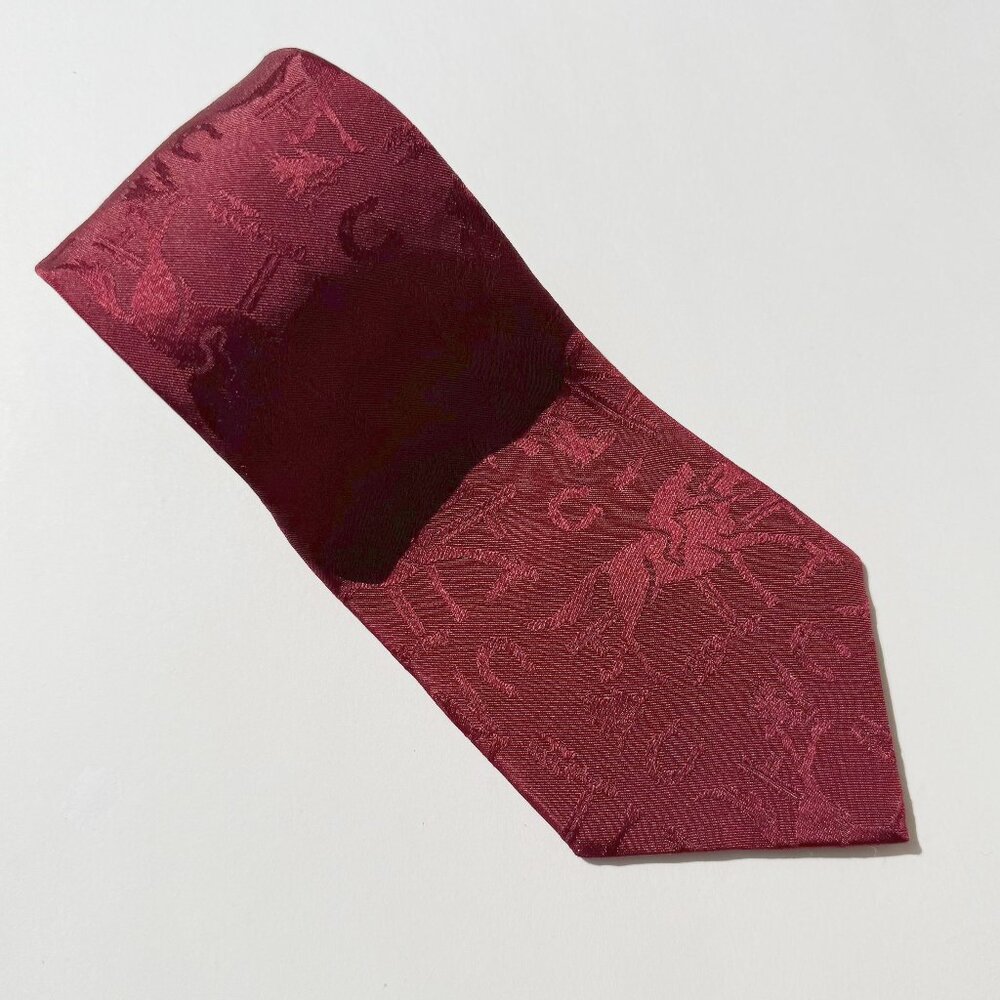 RARE Polo Ralph Lauren Vintage Red Polo Print Silk Tie